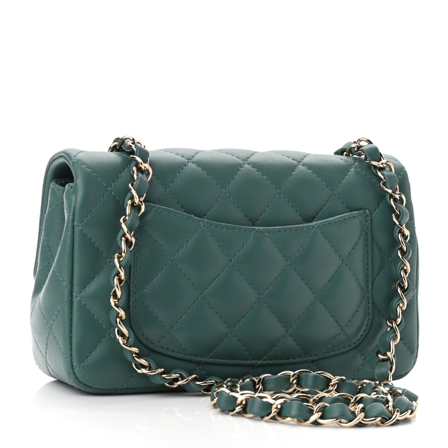 Chanel Lambskin Quilted Mini Rectangular Flap Green 2 of 9