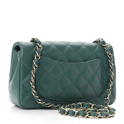 Chanel Lambskin Quilted Mini Rectangular Flap Green 2 of 9