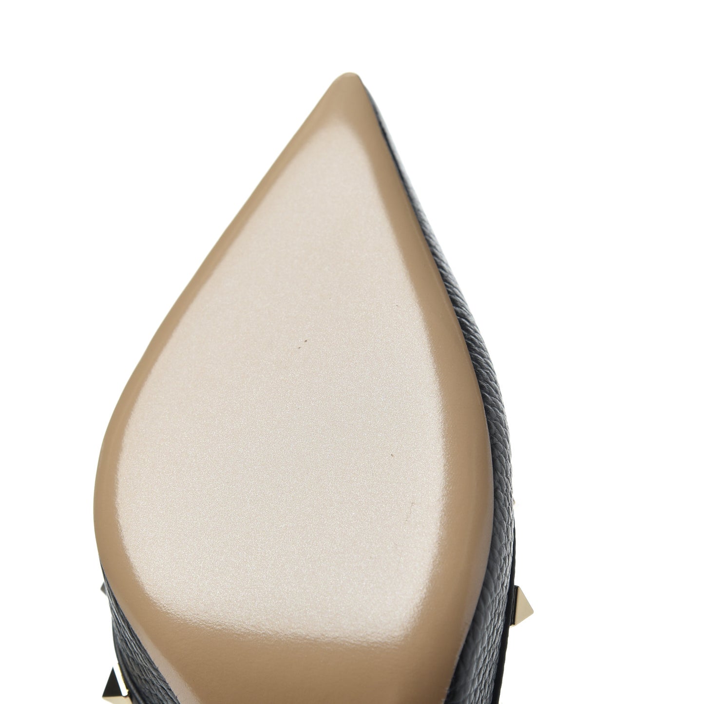 Pebbled Calfskin Rockstud Half d'Orsay Slingback 85mm Pumps 37.5 Black