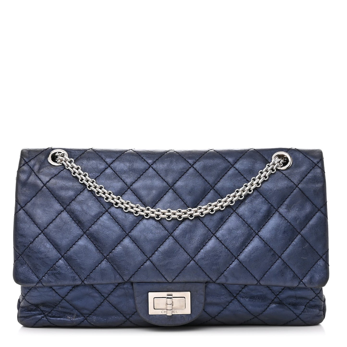Aged Calfskin Quilted 2.55 Reissue 227 Flap Navy Blue