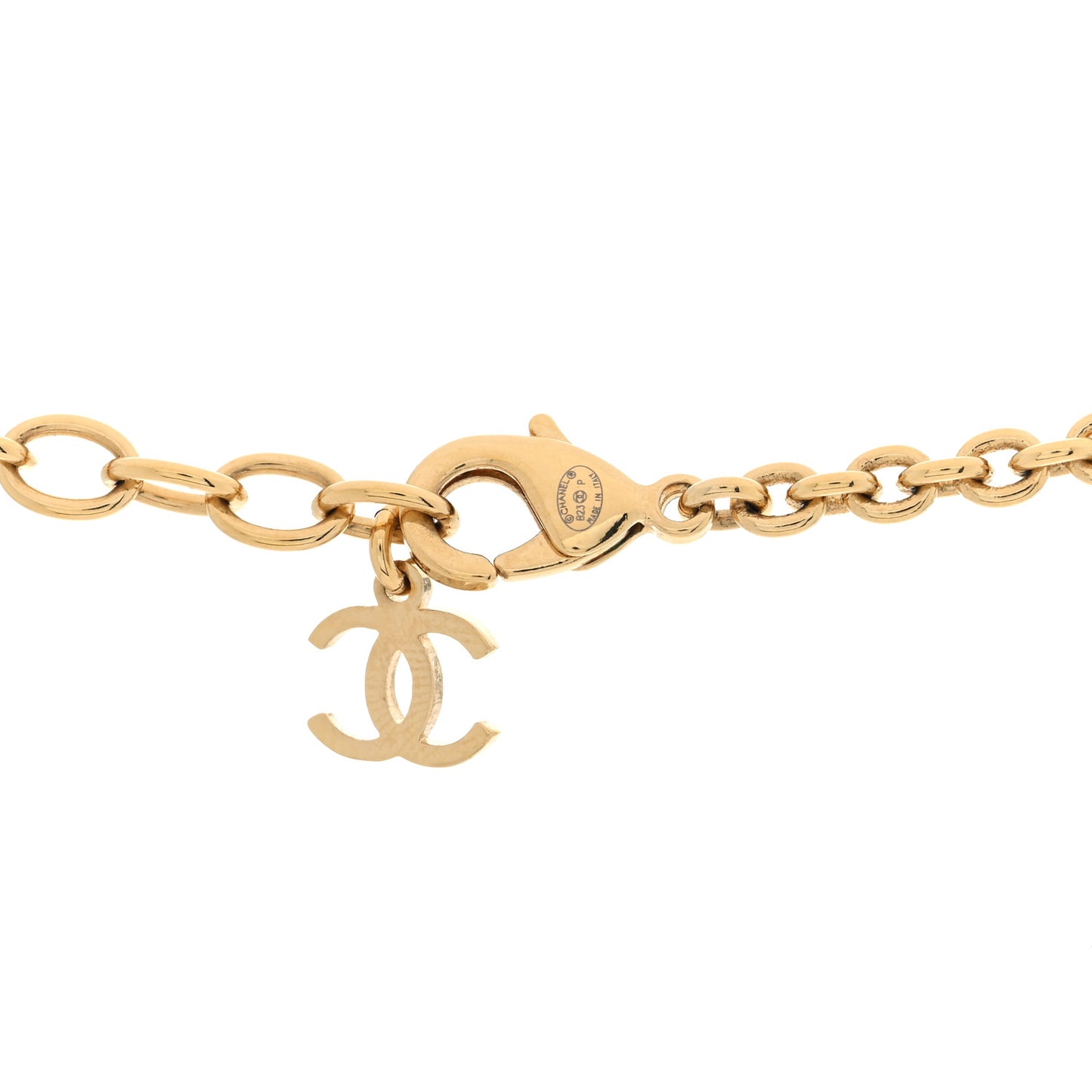 Crystal CC Heart Link Choker Necklace Gold