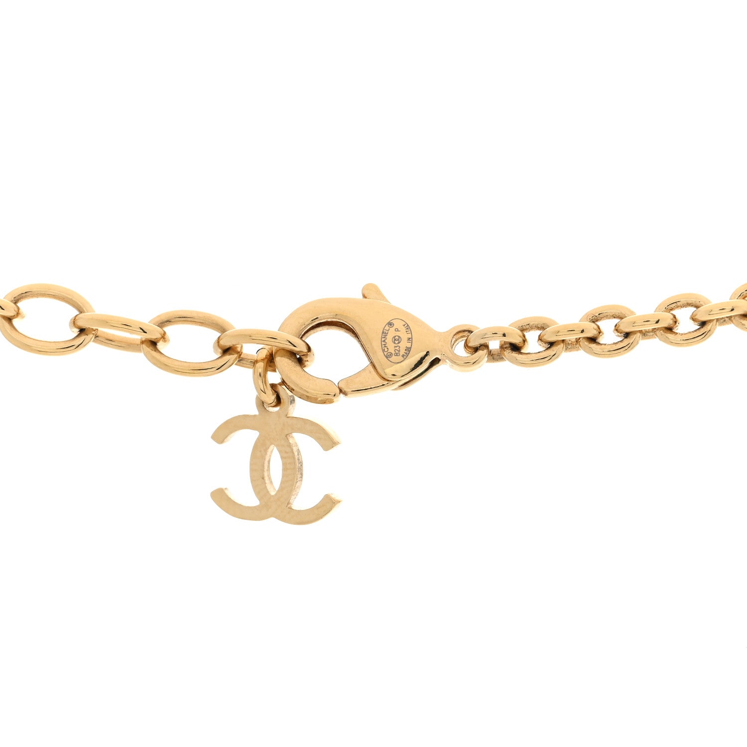 Chanel Crystal CC Heart Link Choker Necklace Gold 4 of 5