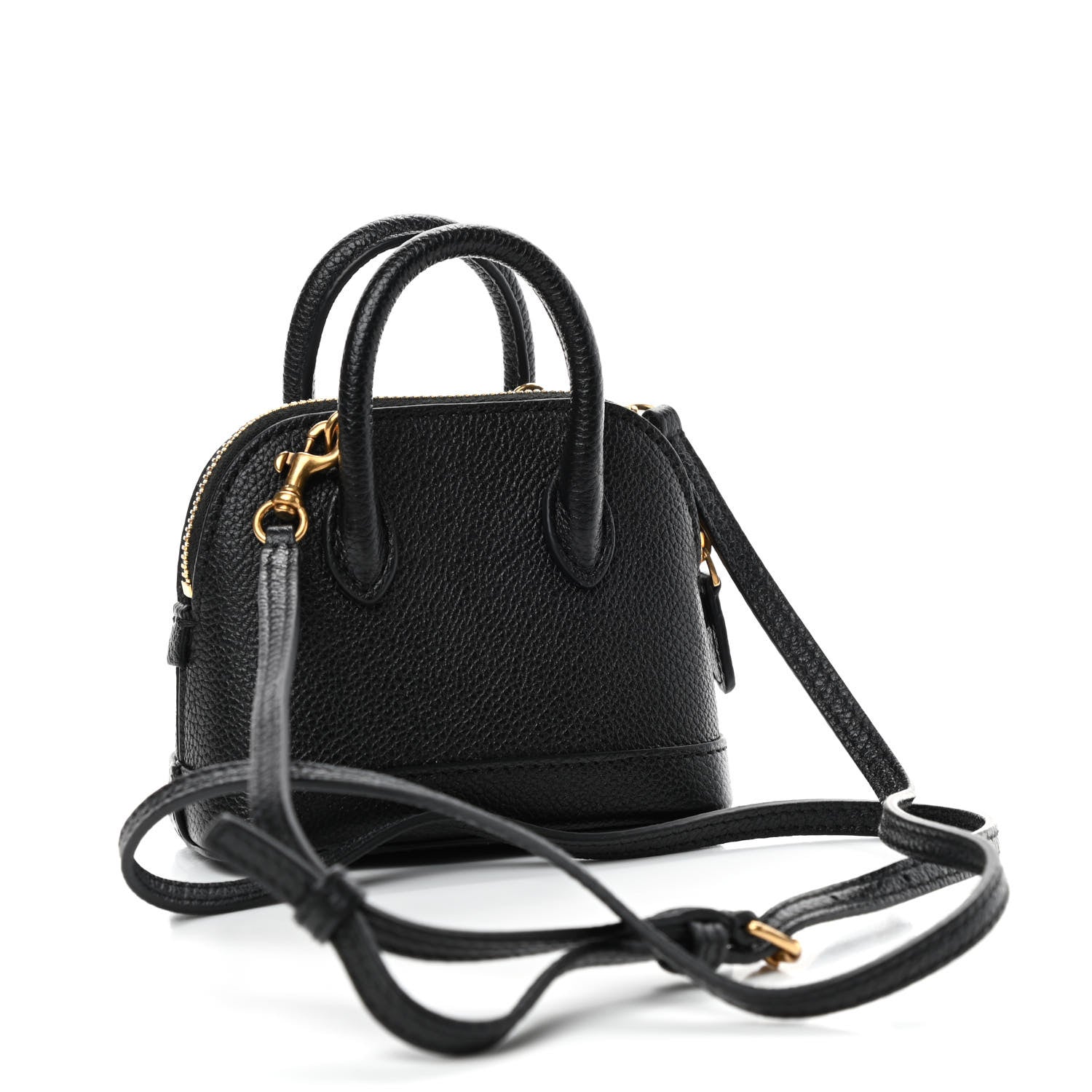 Balenciaga Grained Calfskin Logo Mini Ville Top Handle Bag Black White 2 of 4