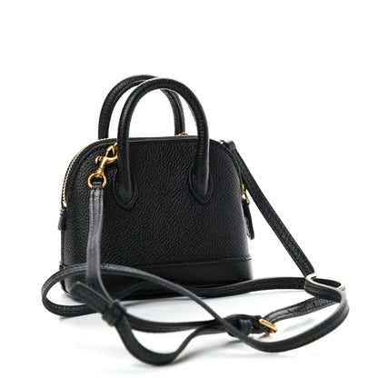 Balenciaga Grained Calfskin Logo Mini Ville Top Handle Bag Black White 2 of 4