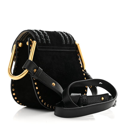 Chloe Suede Calfskin Braided Mini Hudson Shoulder Bag Black 3 of 9