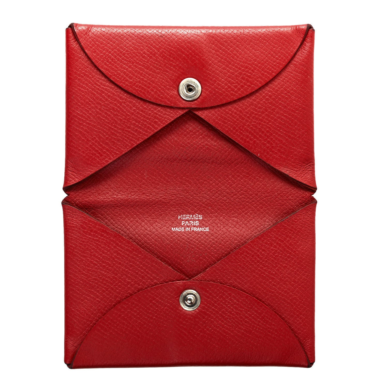 Hermes Epsom Calvi Card Case Rouge Garance 5 of 13