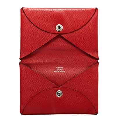 Hermes Epsom Calvi Card Case Rouge Garance 5 of 13