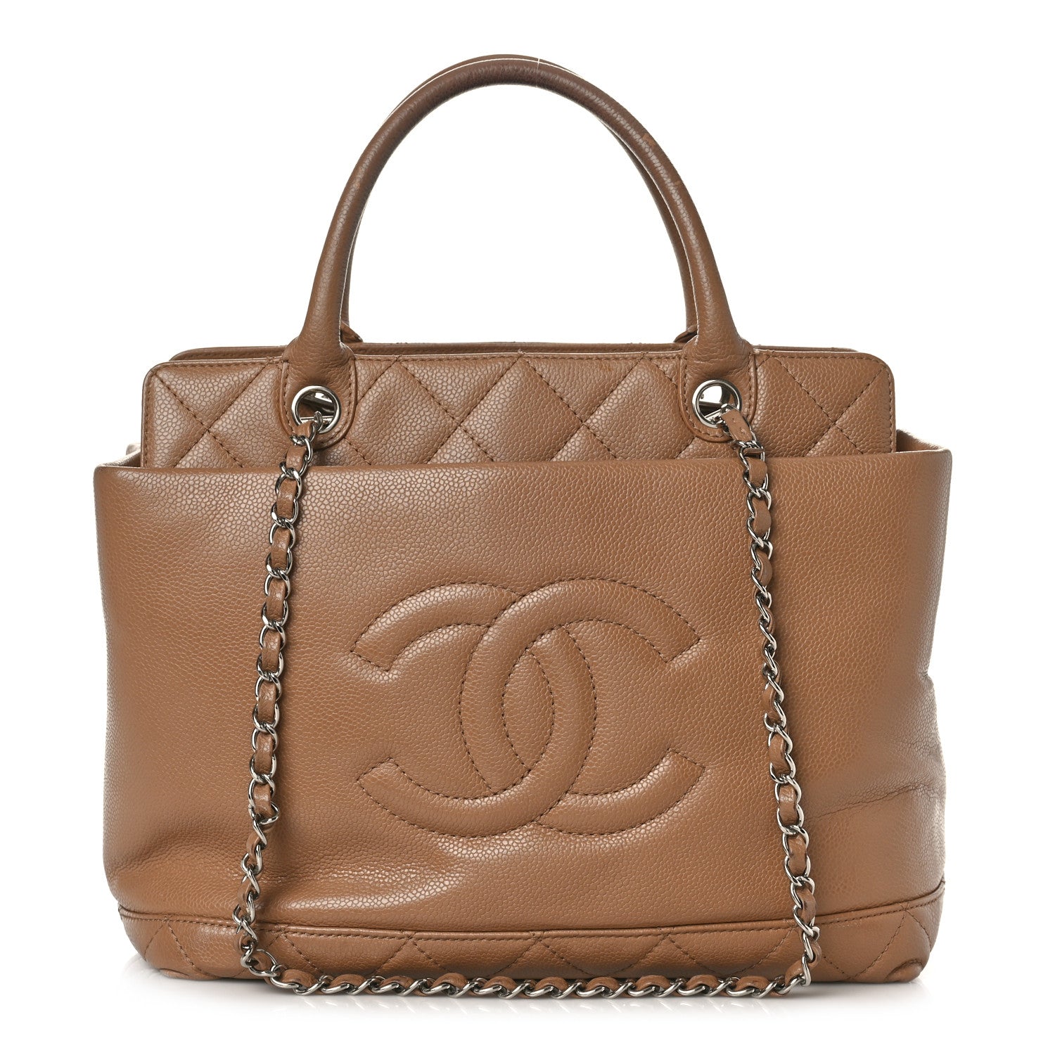 Chanel Caviar Medium Soft CC Top Handle Tote Dark Beige 1 of 28