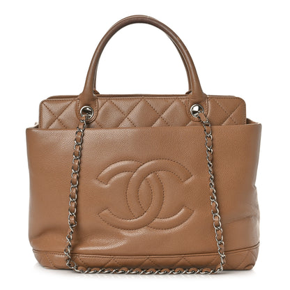 Chanel Caviar Medium Soft CC Top Handle Tote Dark Beige 1 of 28
