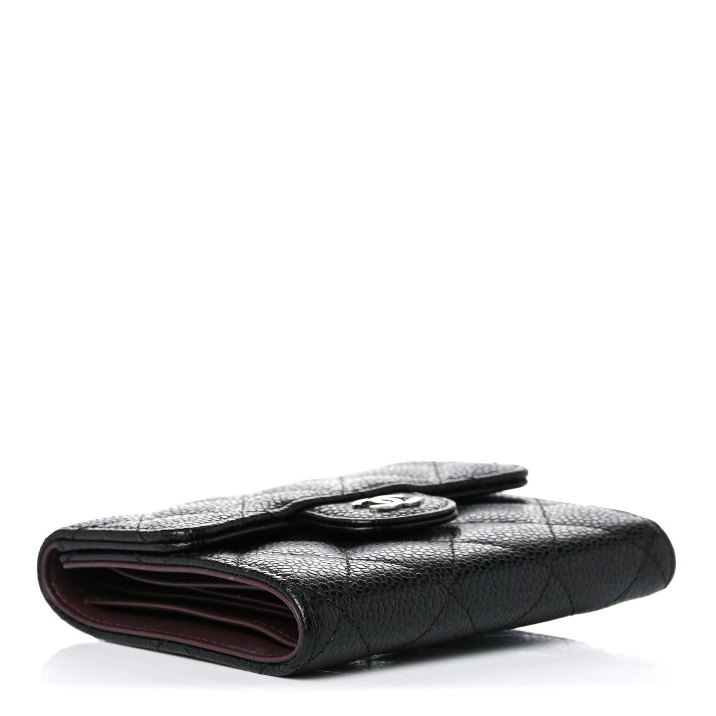 Caviar Quilted Compact Flap Wallet Black