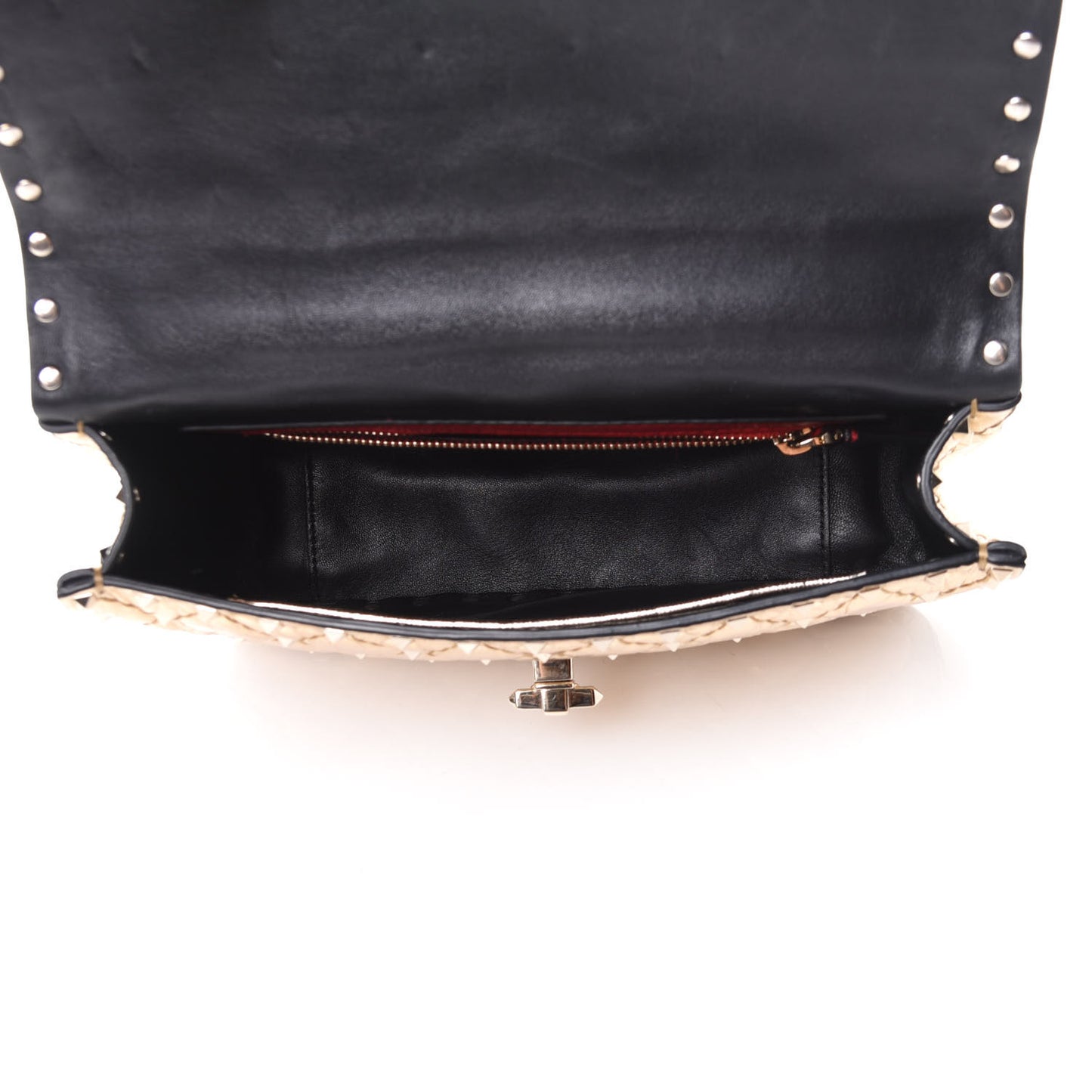Metallic Wrinkled Lambskin Medium Rockstud Spike Shoulder Bag Mekong