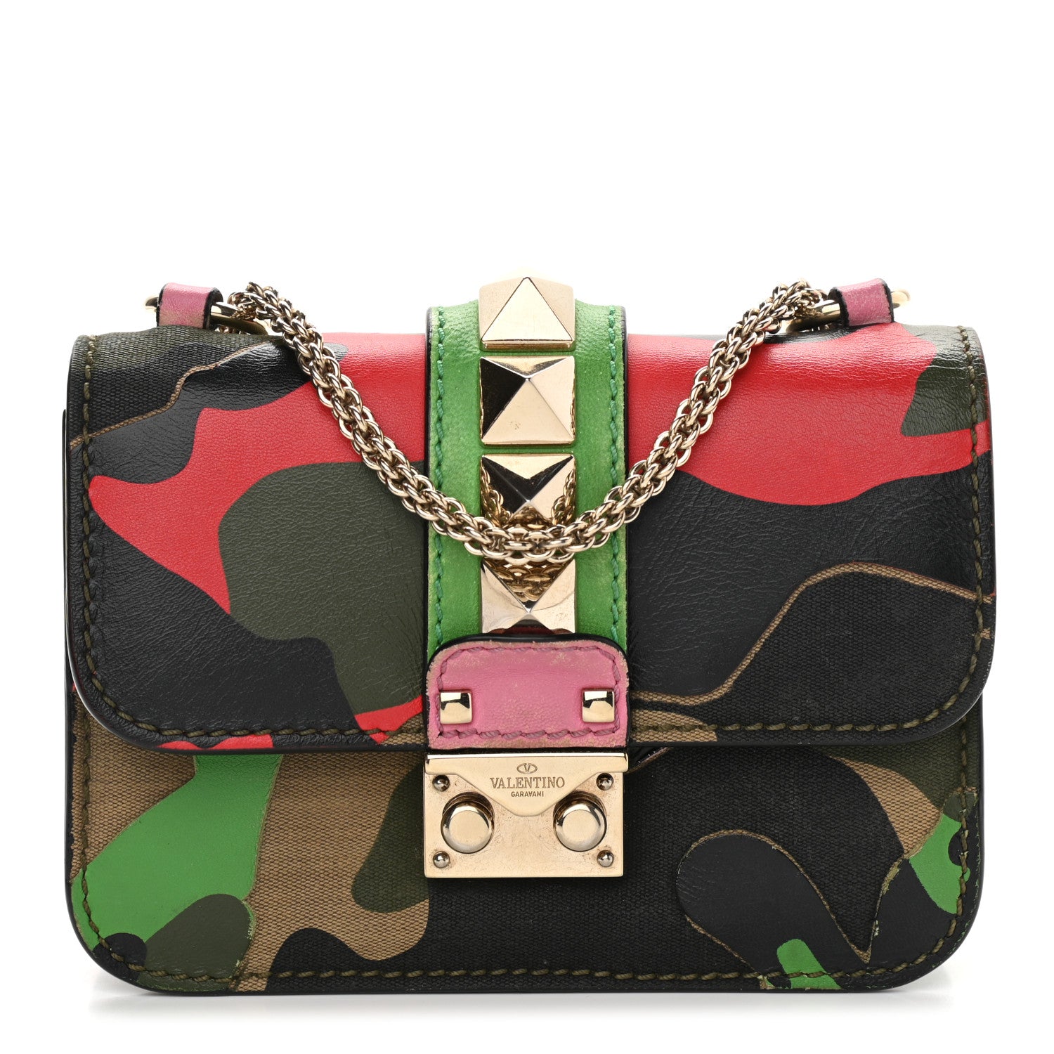 Valentino Garavani Nappa Canvas Camouflage Mini Glam Lock Rockstud Flap Multicolor 1 of 11