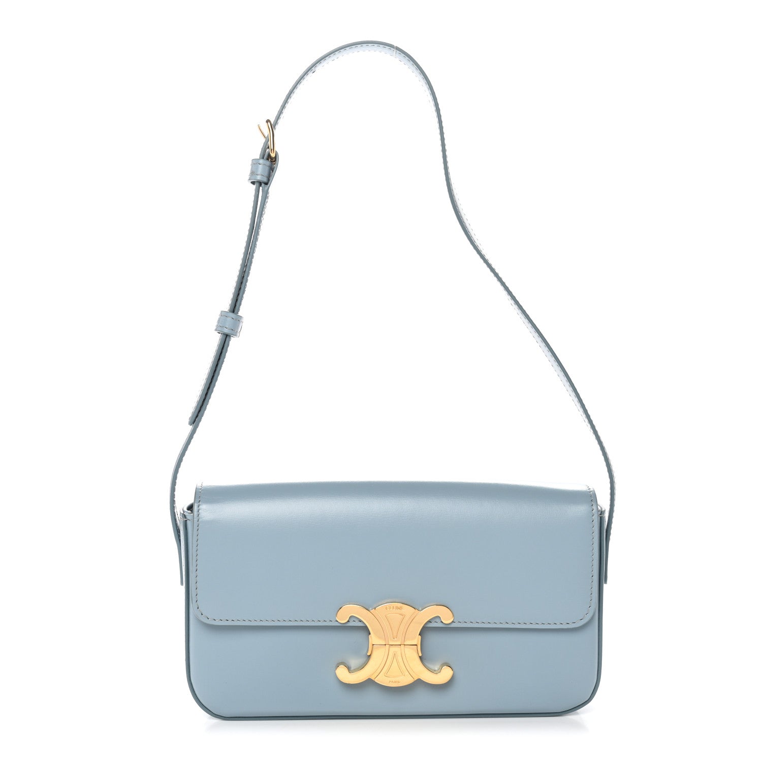 Celine Shiny Calfskin Triomphe Shoulder Bag California Blue 1 of 10