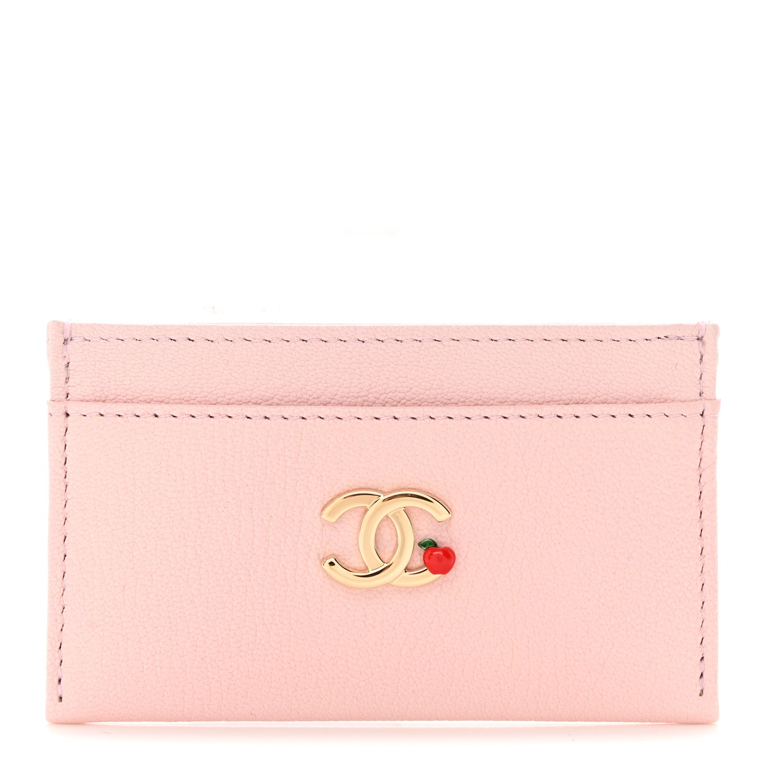 Chanel Grained Goatskin Enamel Card Holder Light Pink 1 of 8
