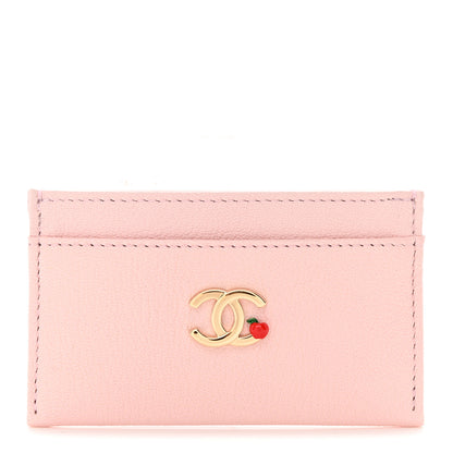 Chanel Grained Goatskin Enamel Card Holder Light Pink 1 of 8