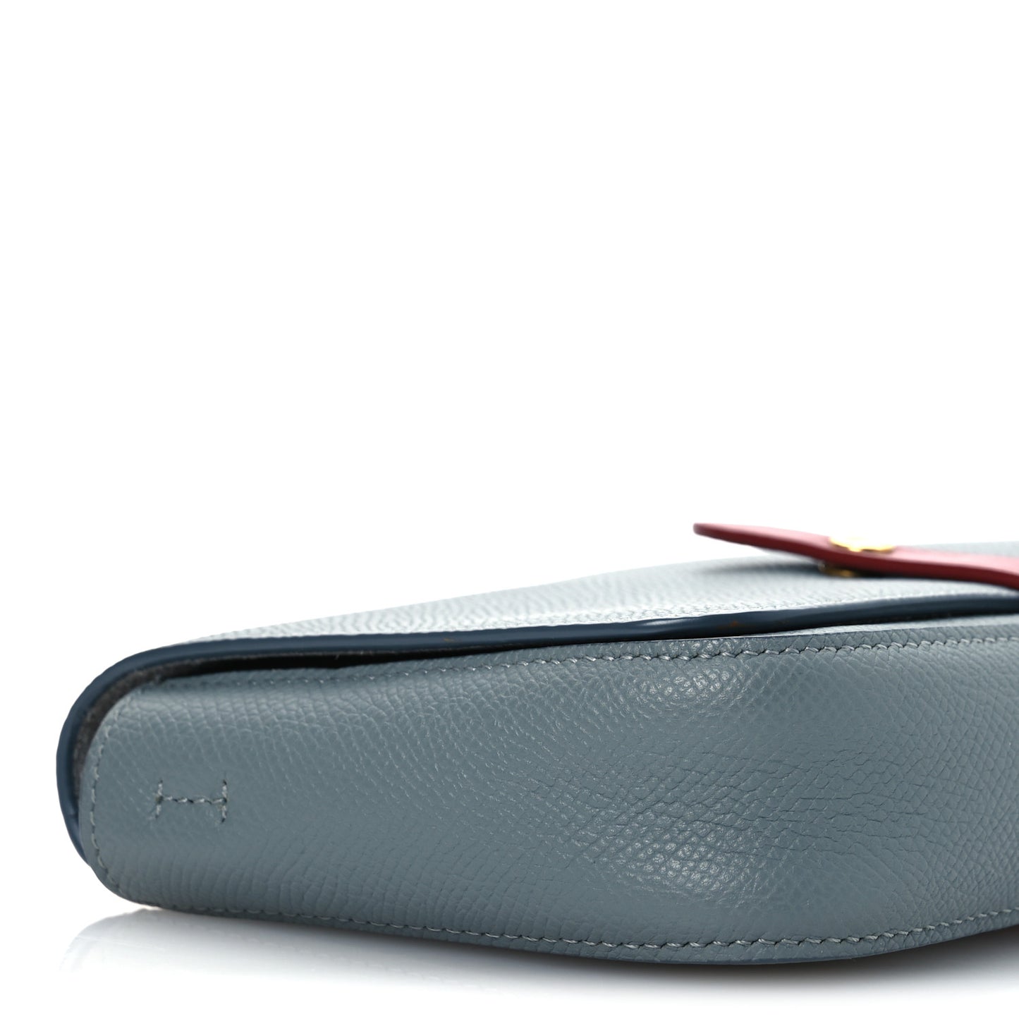 Grained Shiny Calfskin Strap Clutch Blue Red