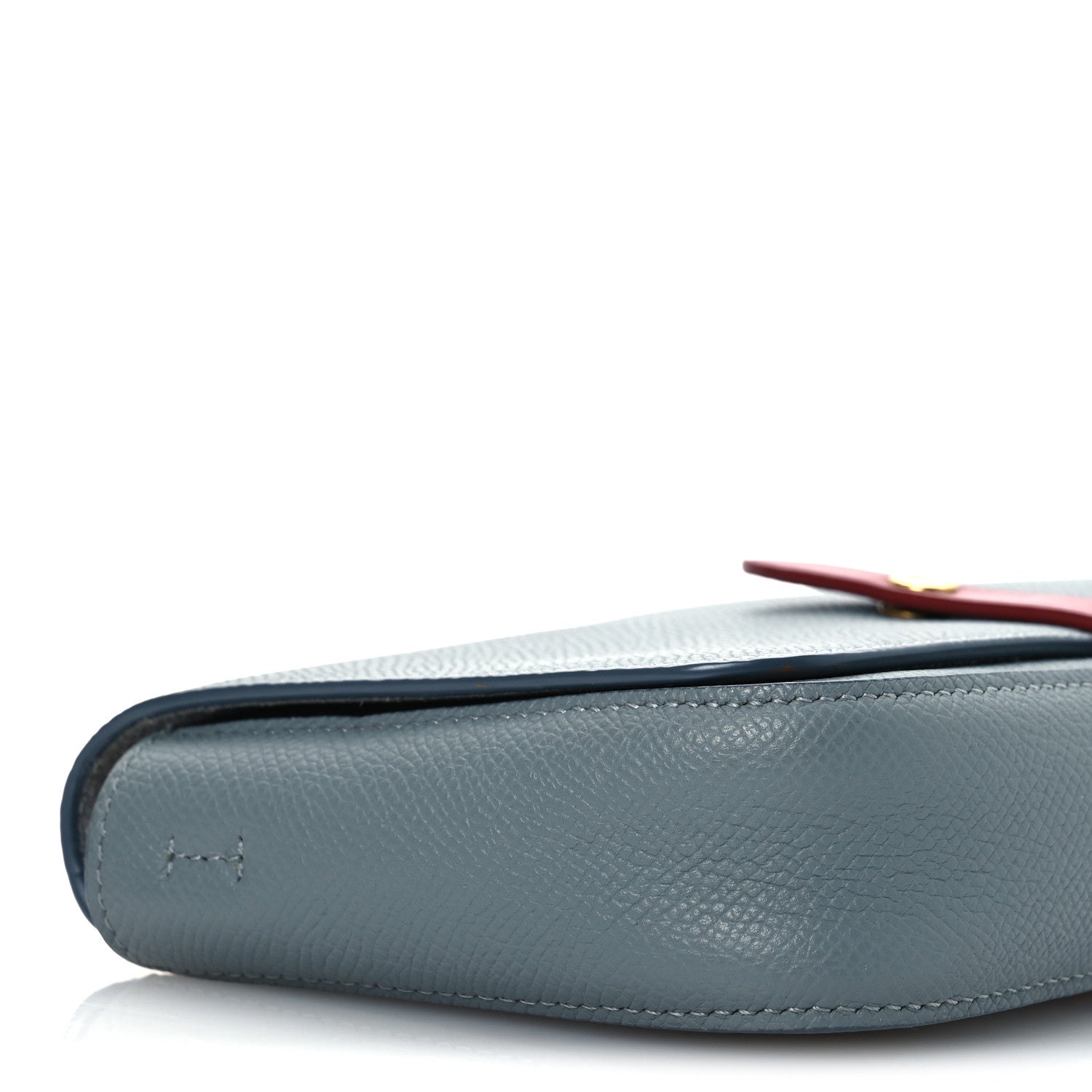 Celine Grained Shiny Calfskin Strap Clutch Blue Red 10 of 12