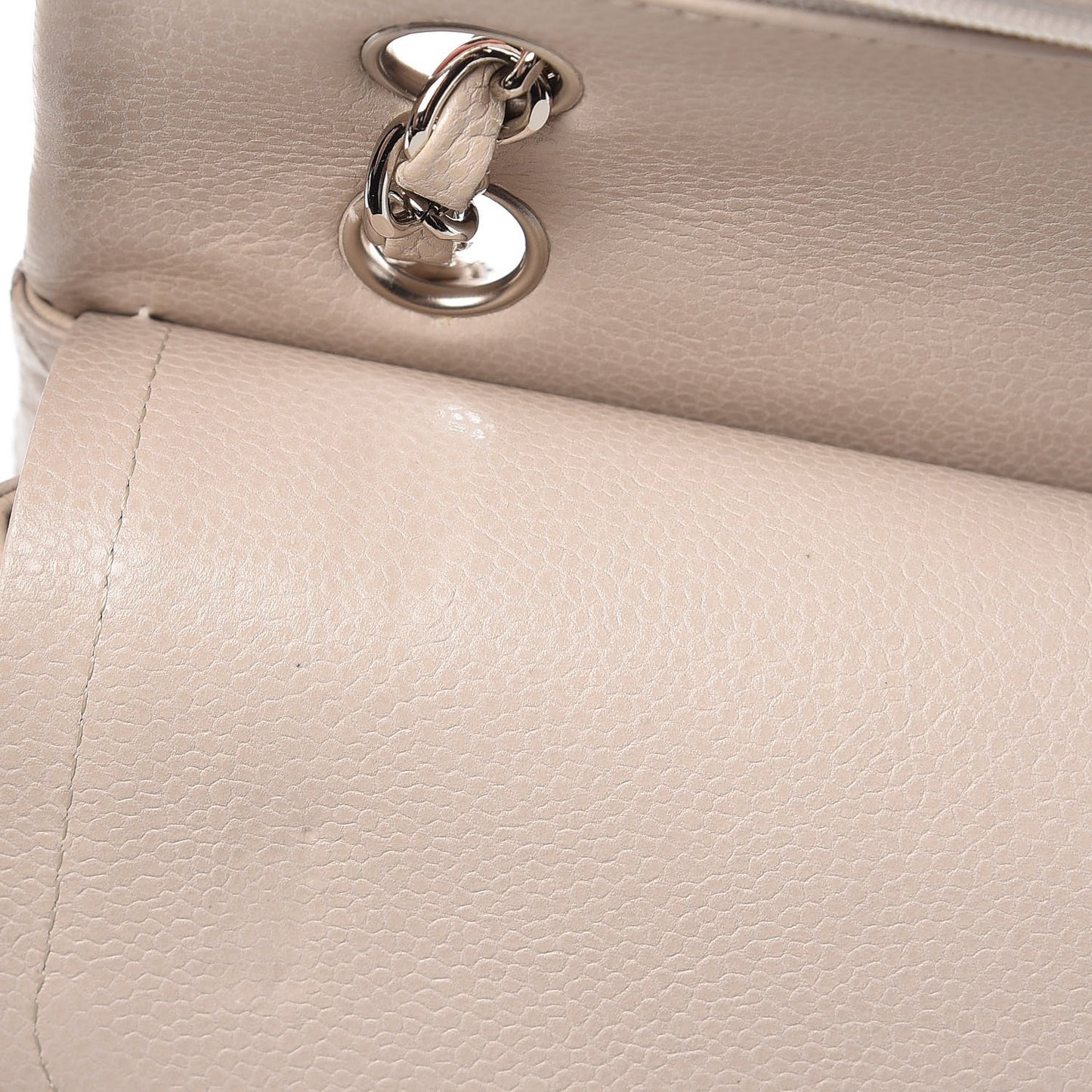 Caviar Quilted Medium Double Flap Light Grey