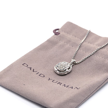 David Yurman Sterling Silver Diamond 10mm Labyrinth Pendant Necklace 6 of 6