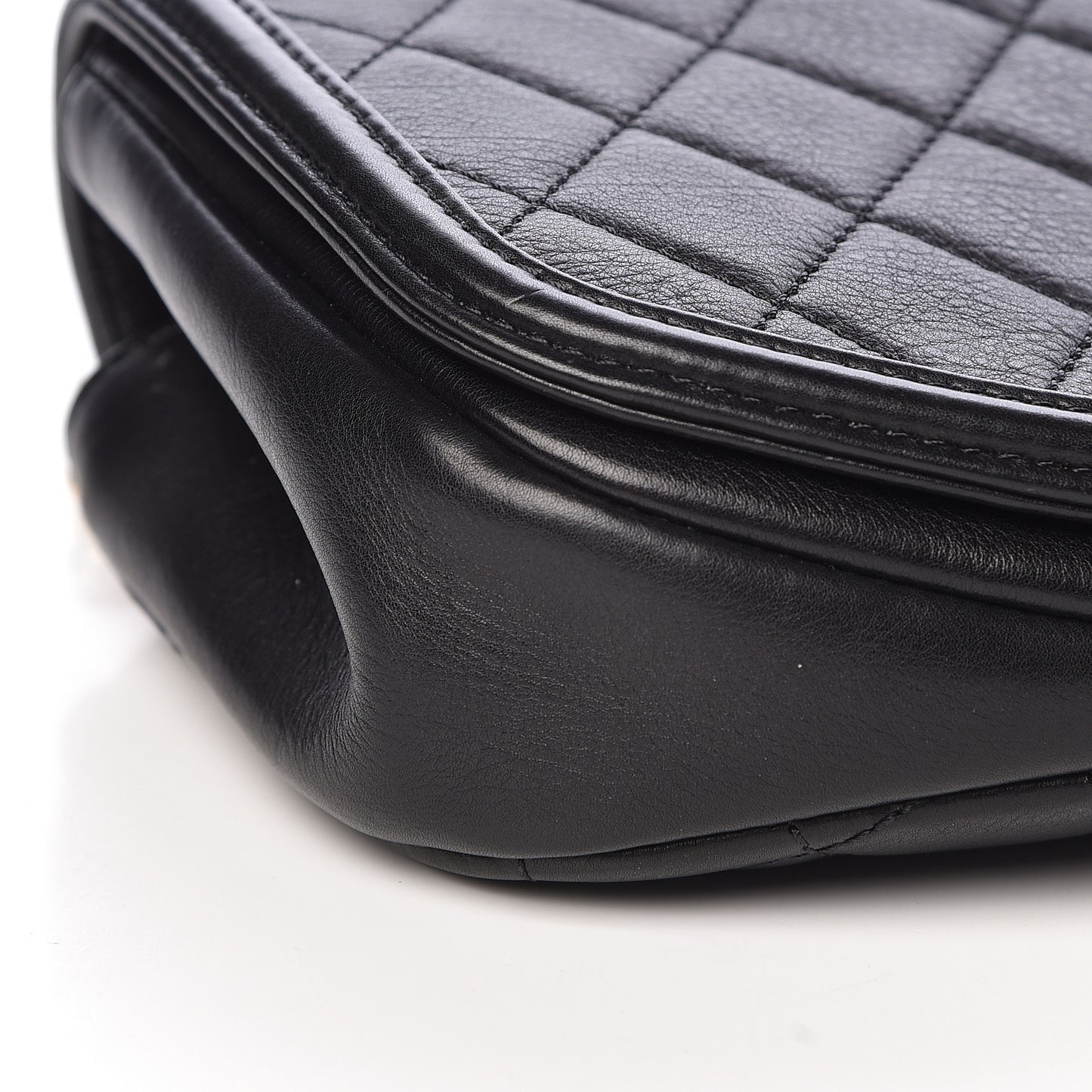 Calfskin Quilted Small Underline Flap Black