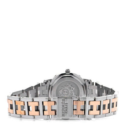 Hermes Stainless Steel Mother of Pearl 24mm Clipper Quartz Watch Rose Gold 3 of 7
