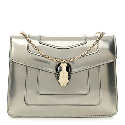 Bulgari Metallic Calfskin Small Serpenti Forever Snake Strap Crossbody Bag Silver 1 of 10