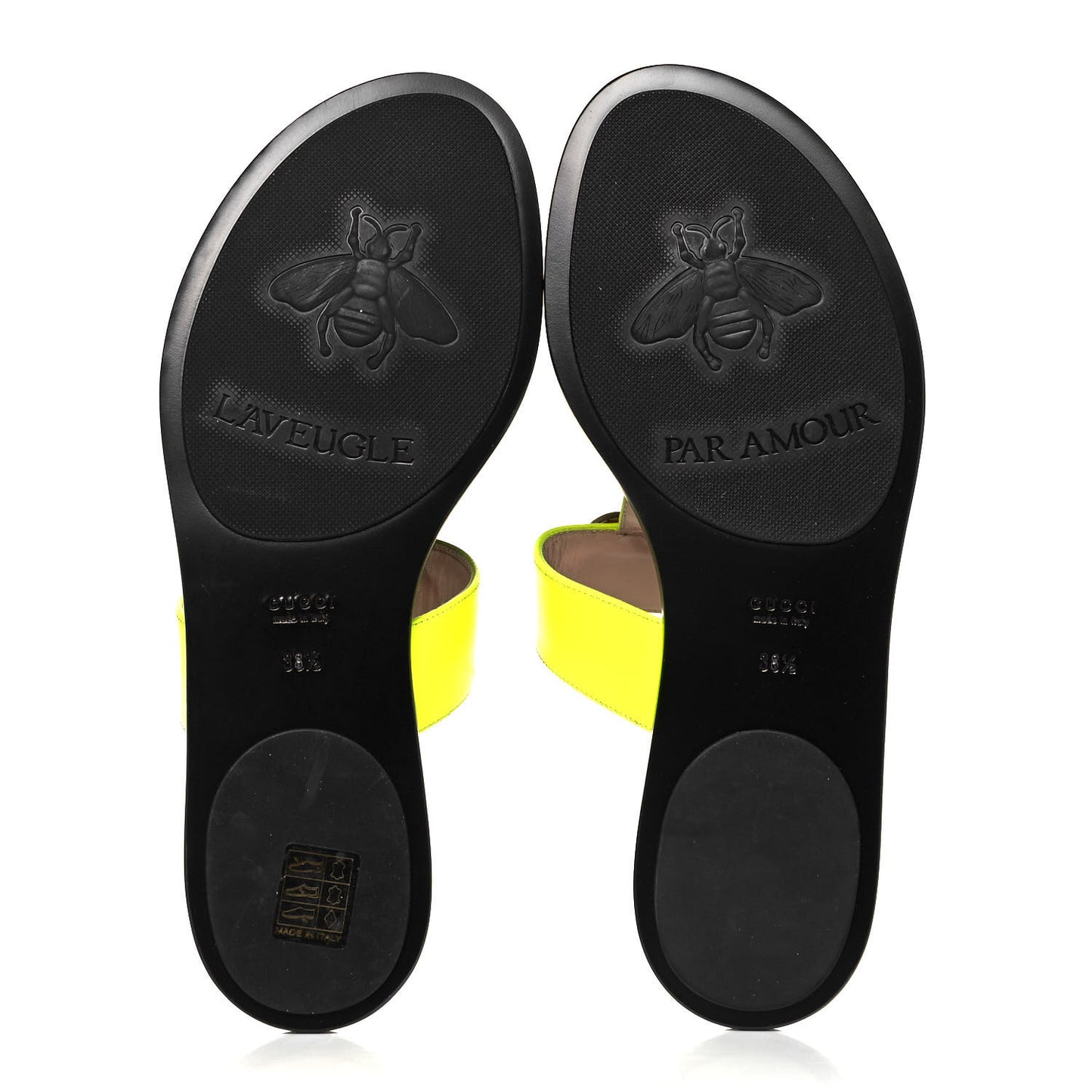 Calfskin GG Marmont Thong Sandals 38.5 Yellow Fluo