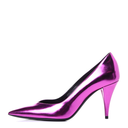 Saint Laurent Metallic Calfskin Kiki 85 Pumps 36.5 Fuchsia 1 of 10