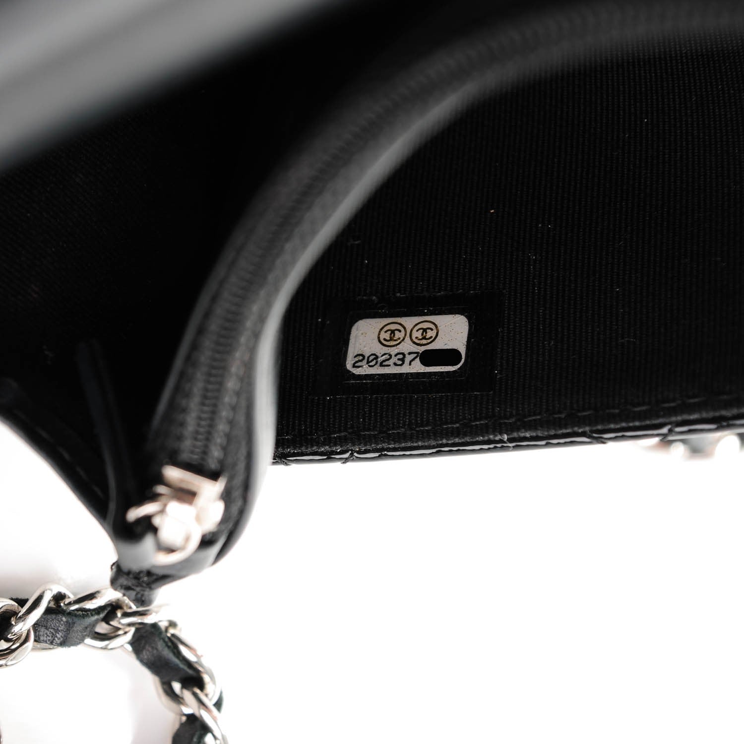 Chanel Patent Quilted Wallet On Chain WOC Black 9 of 11
