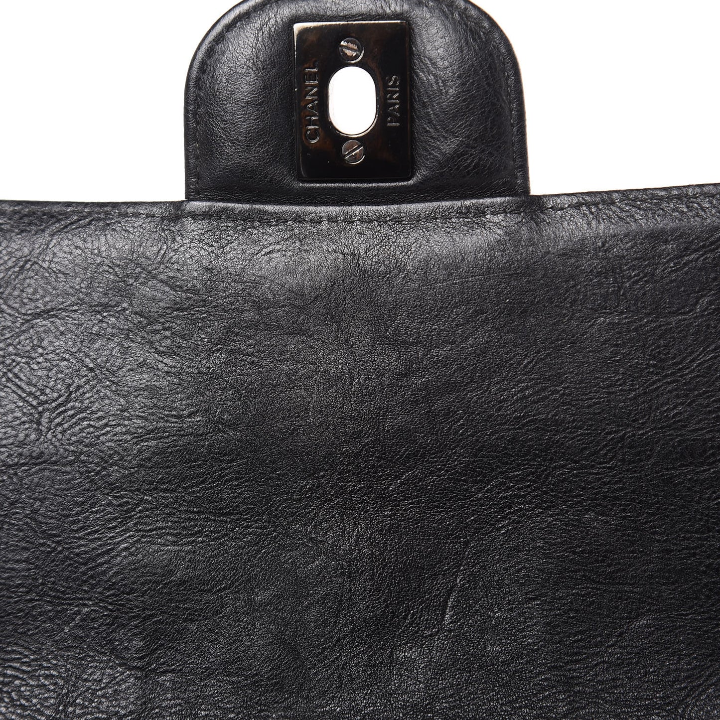 Crumpled Calfskin Quilted Mini Rectangular Flap So Black
