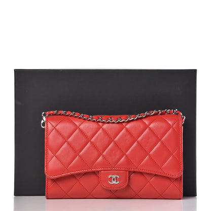 Chanel Lambskin Quilted Wallet on Removable Chain Red 13 of 13