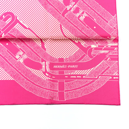 Hermes Silk Mors A Jouets Chemise Scarf 90 Petunia Creme 3 of 5