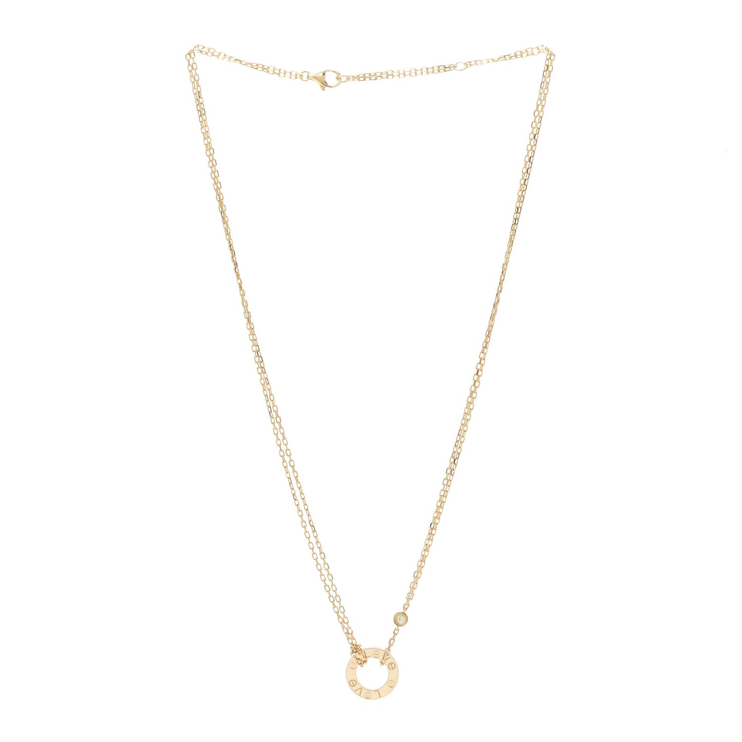 18K Yellow Gold 2 Diamond LOVE Necklace