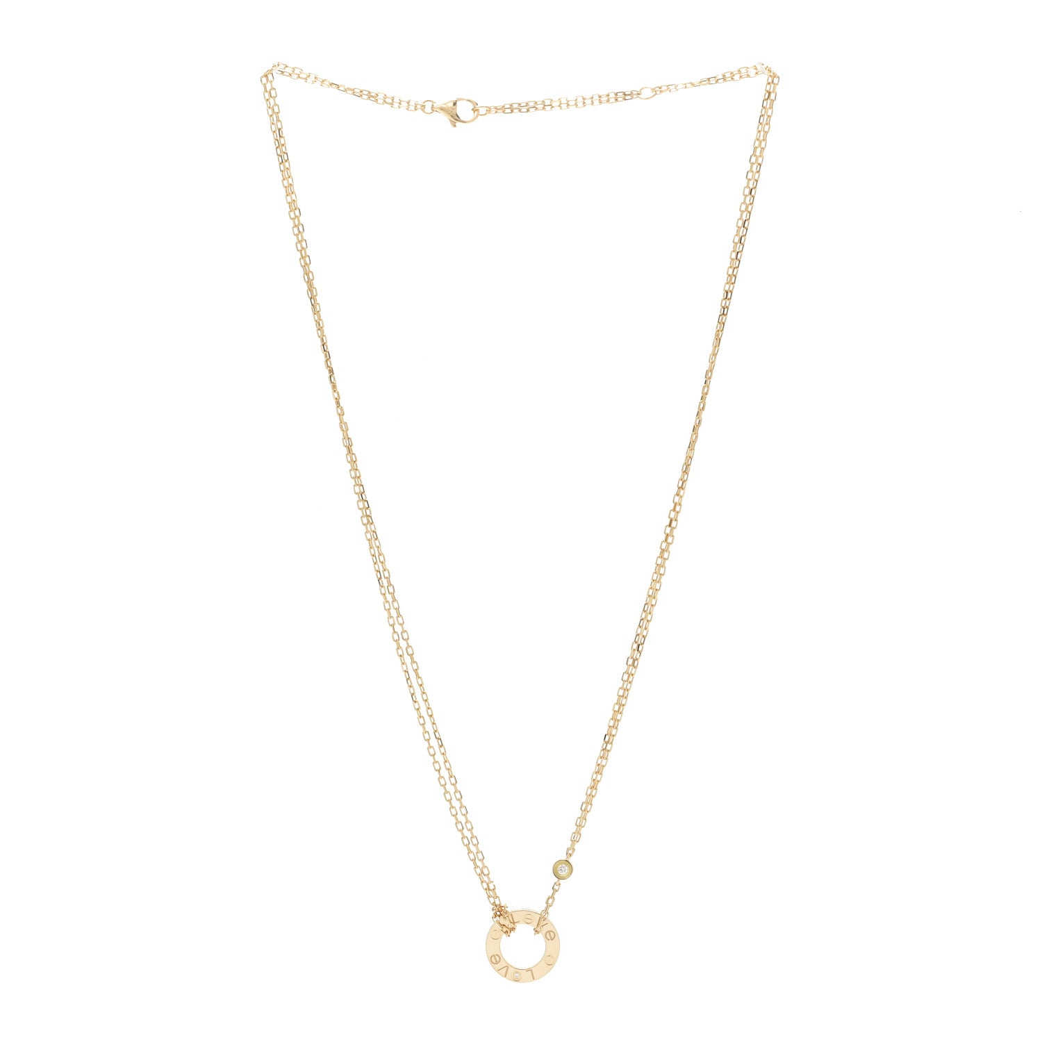 Cartier 18K Yellow Gold 2 Diamond LOVE Necklace 3 of 7