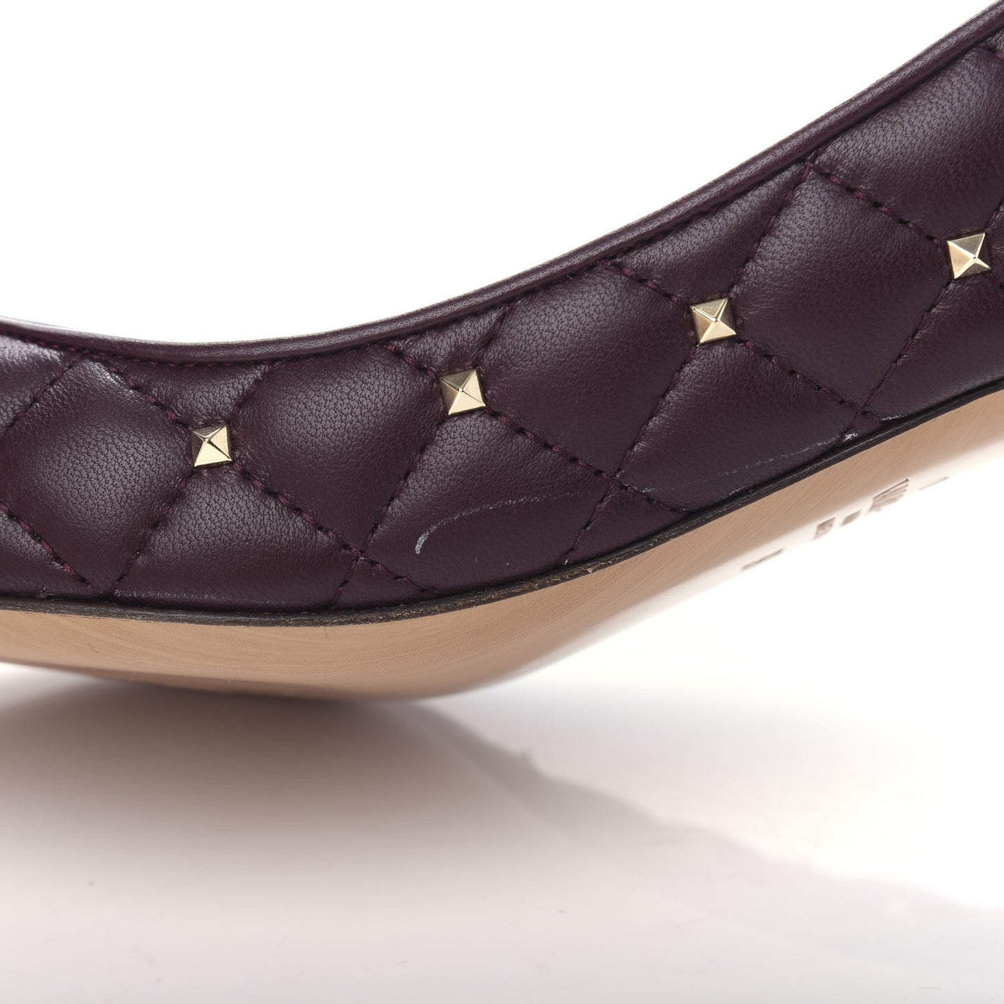 Nappa Quilted Rockstud Spike Slingback Low Heel Pumps 39 Rubin