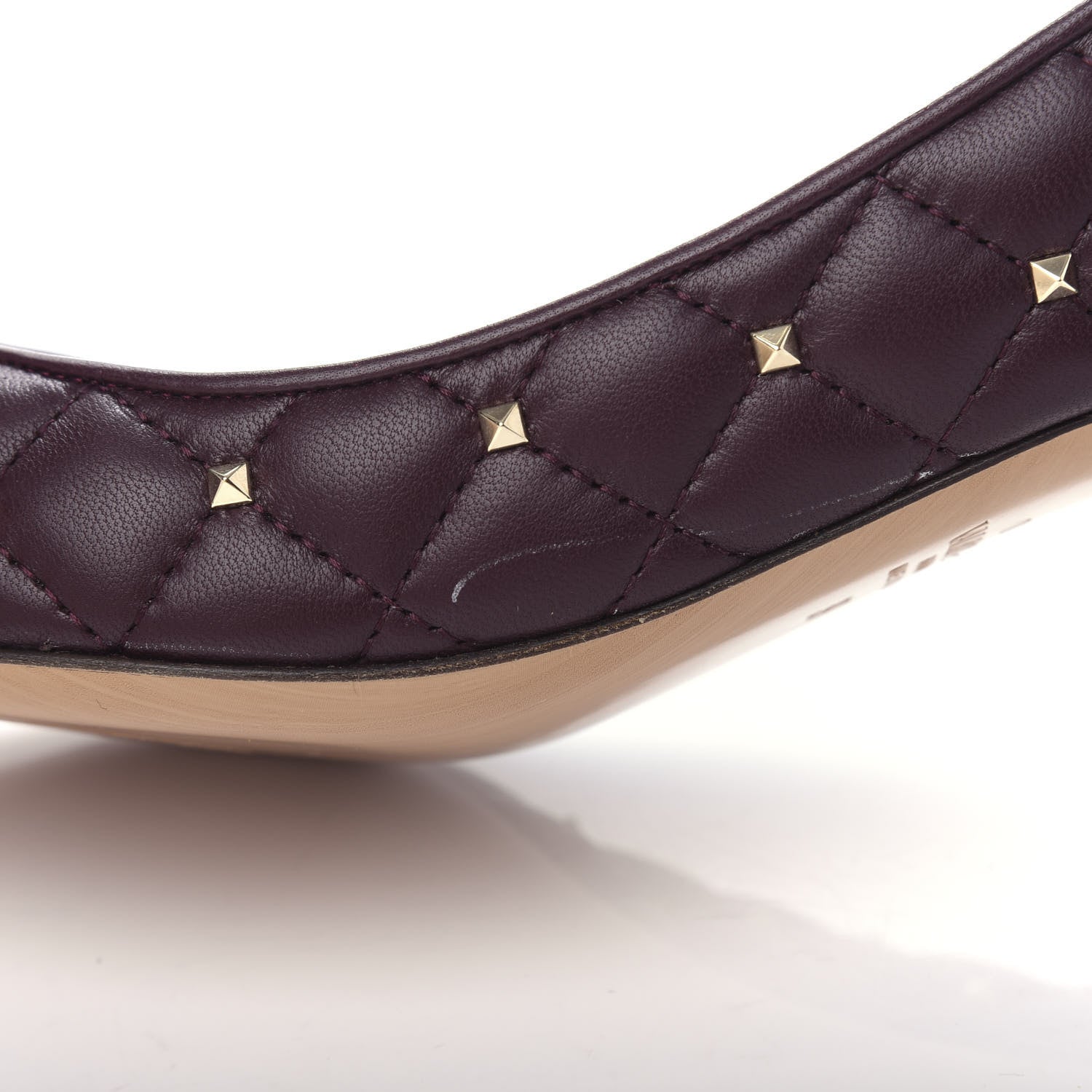 Valentino Garavani Nappa Quilted Rockstud Spike Slingback Low Heel Pumps 39 Rubin 11 of 13