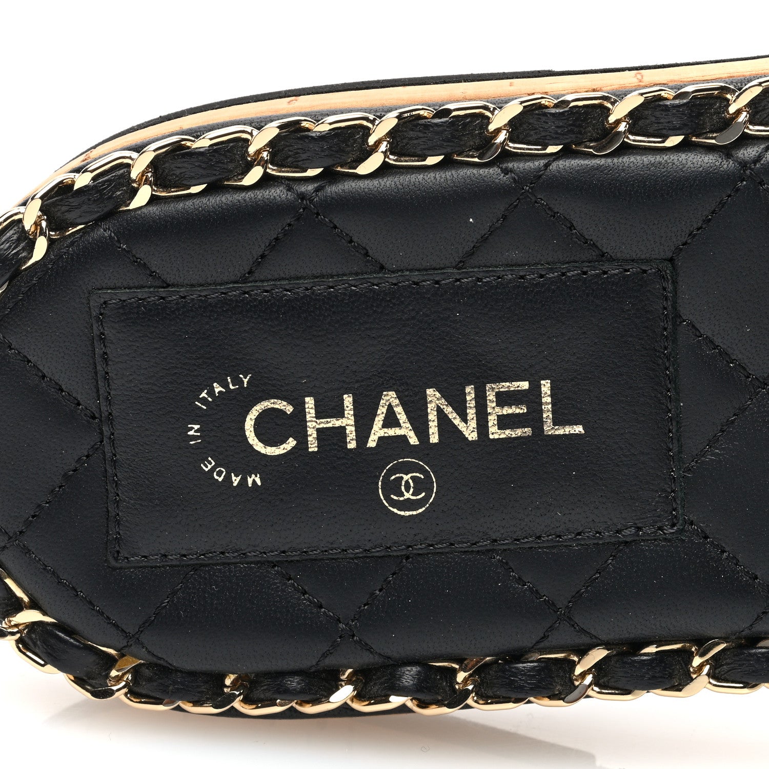 Chanel Lambskin Chain Cork Slide Sandals 39 Black 7 of 7