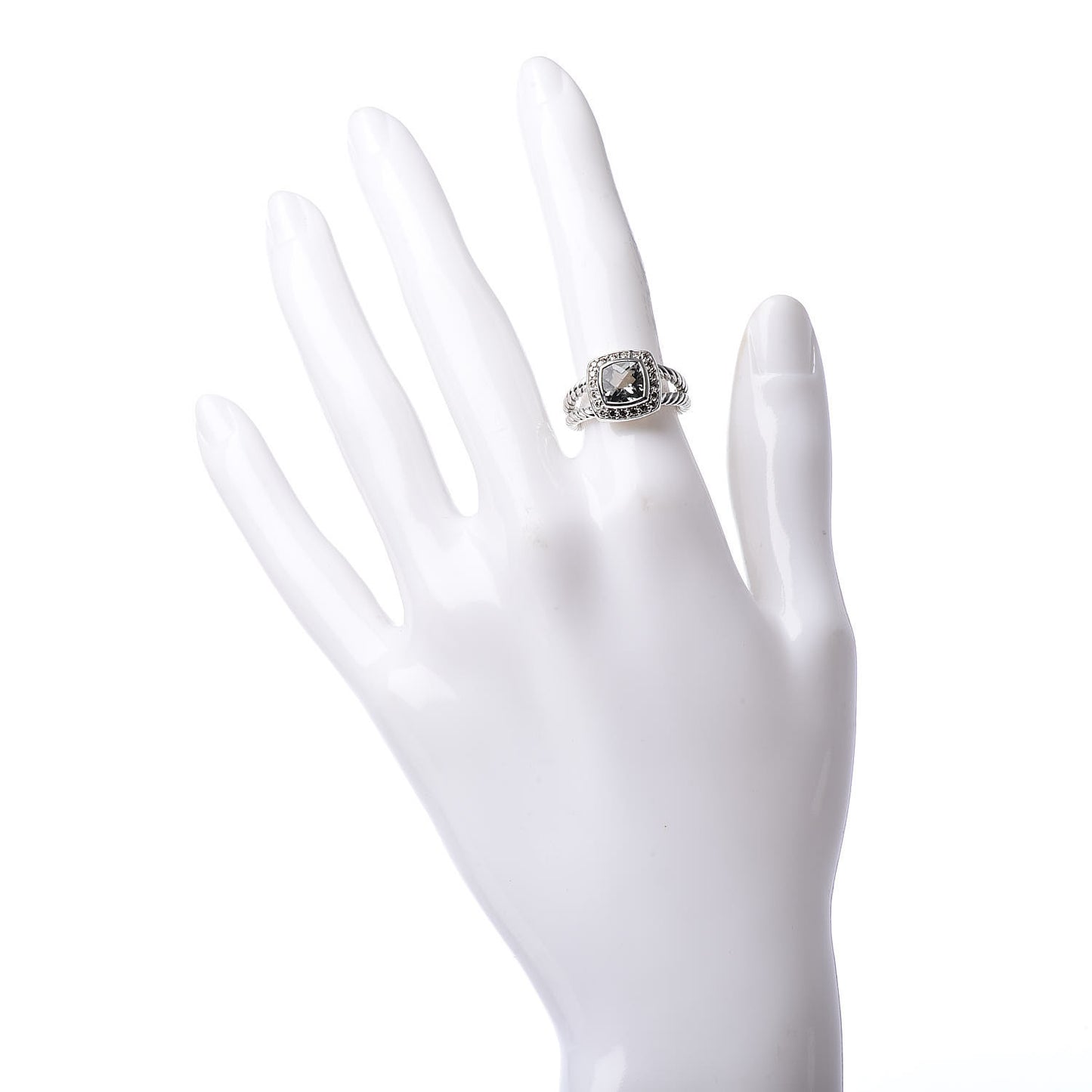 Sterling Silver Diamond Prasiolite 7mm Petite Albion Ring 50 5.5