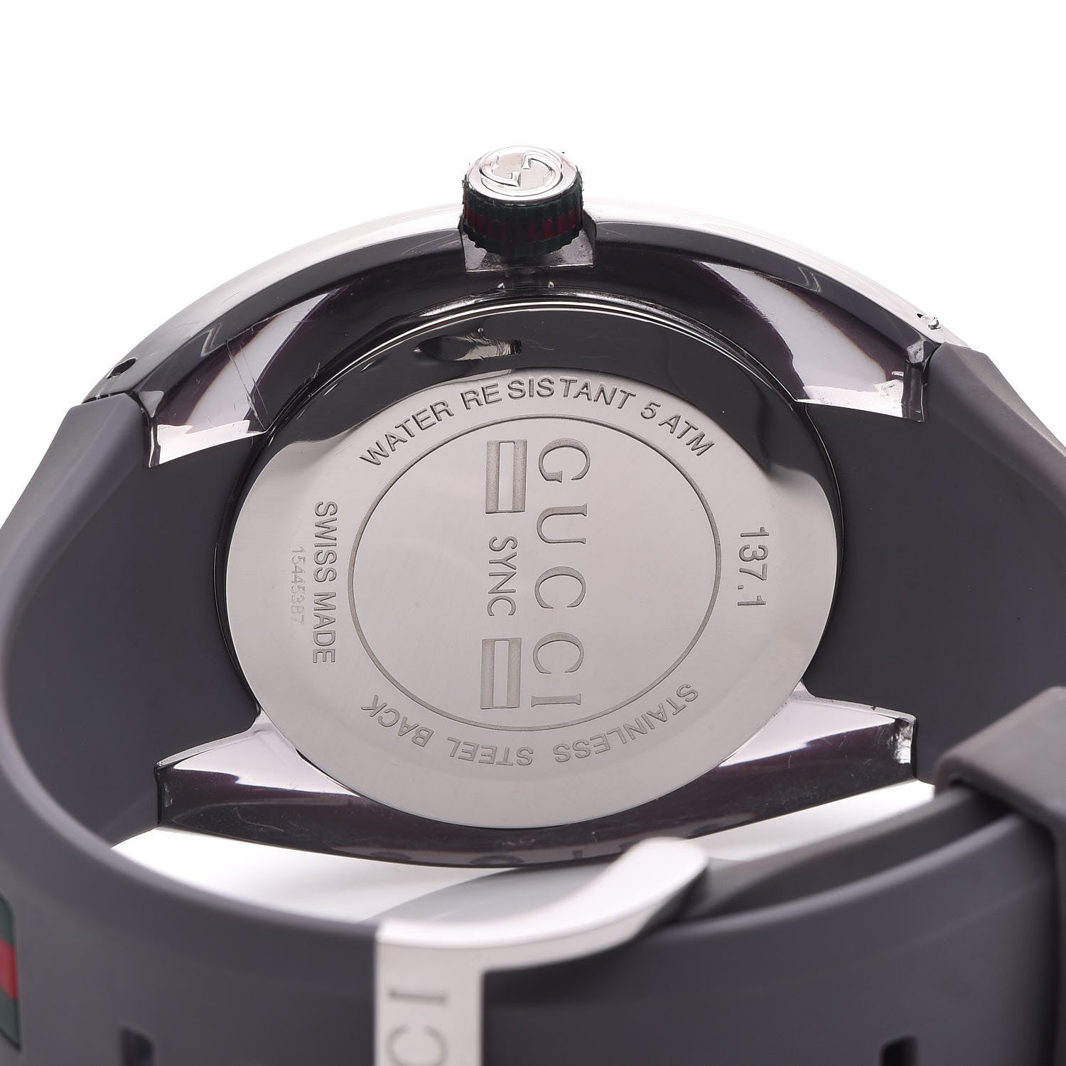 Gucci Stainless Steel Rubber 46mm Sync Web Quartz Watch Grey 5 of 7