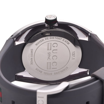 Gucci Stainless Steel Rubber 46mm Sync Web Quartz Watch Grey 5 of 7