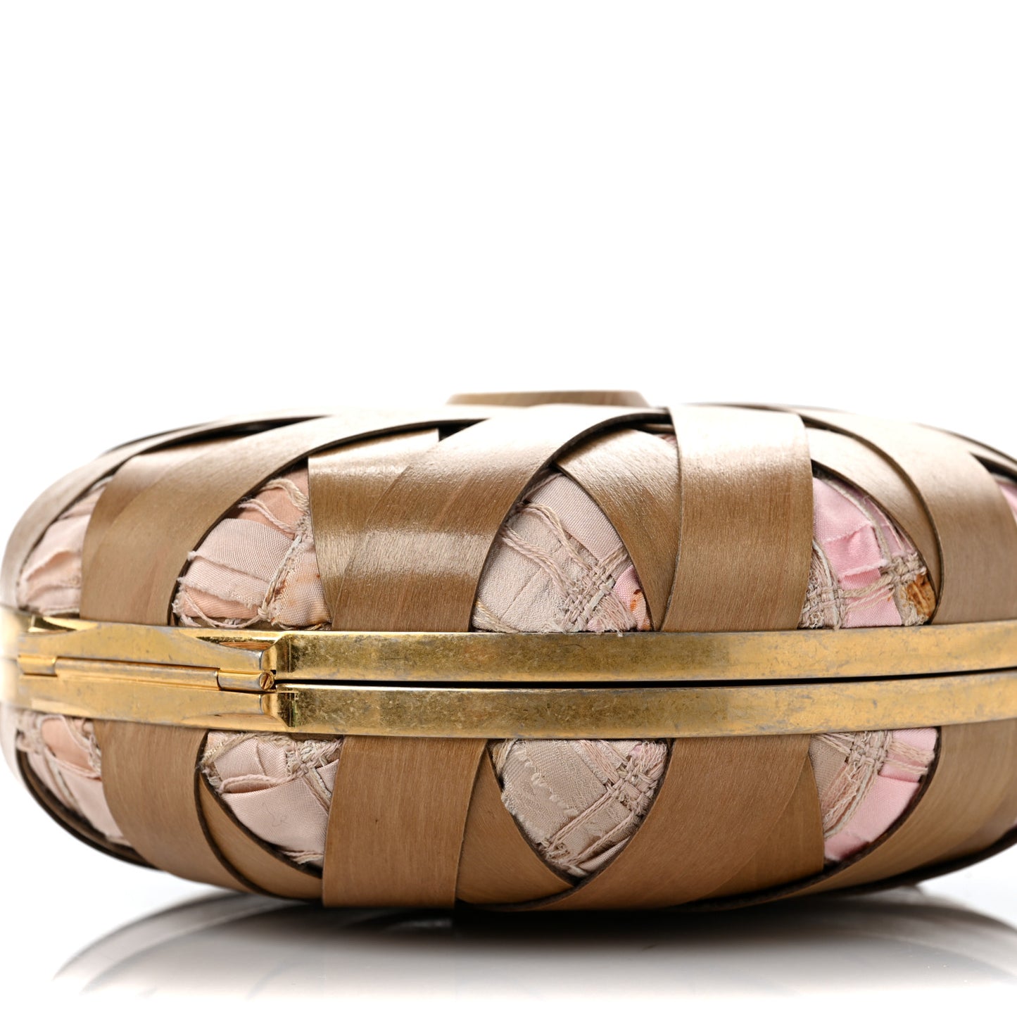 Wood CC Havana Minaudiere Clutch Light Beige Salmon Pink