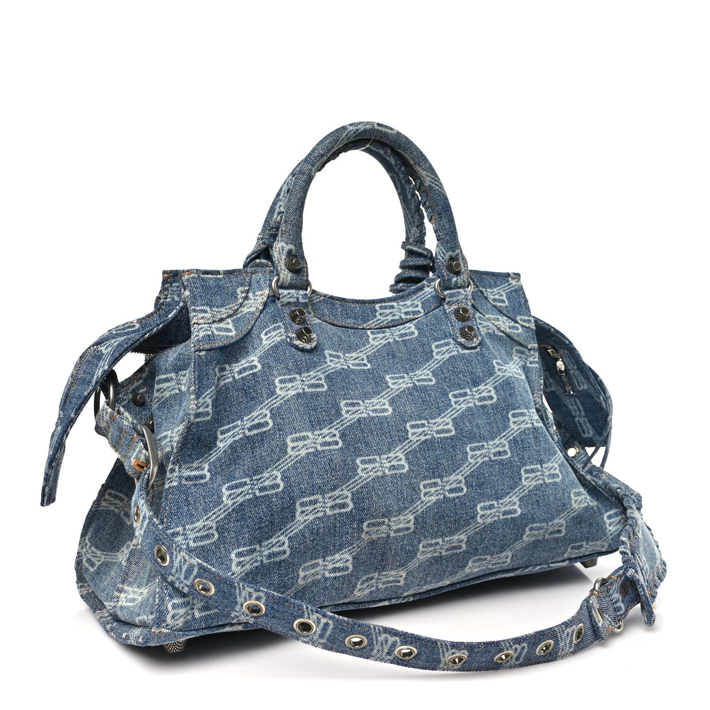 Denim BB Monogram Neo Cagole City Handbag Blue