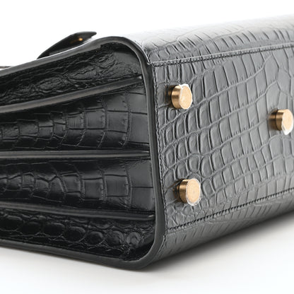 Saint Laurent Calfskin Crocodile Embossed Baby Sac De Jour Black 9 of 10