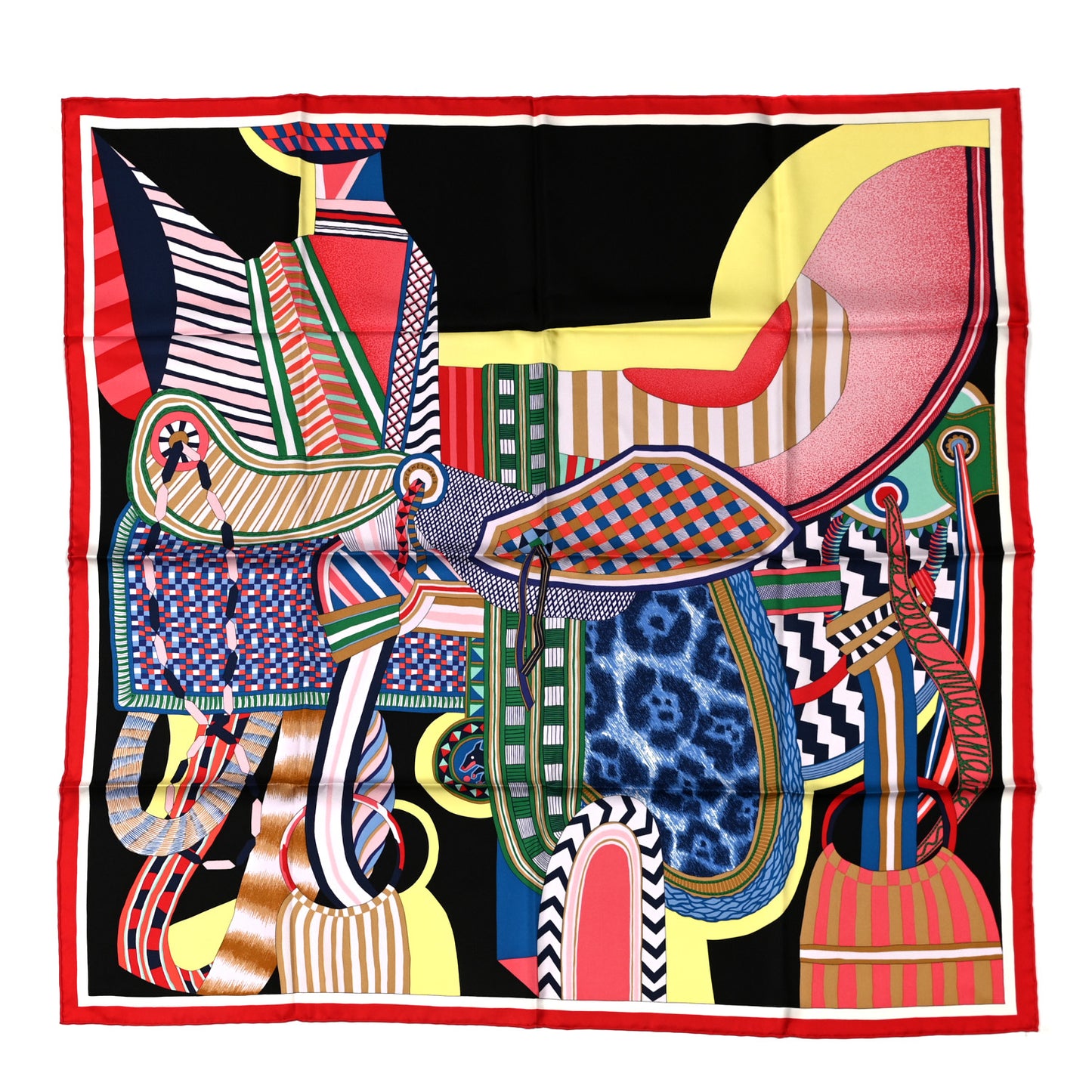 Silk La Selle Imaginaire Scarf 90 Black Jaune Soufre