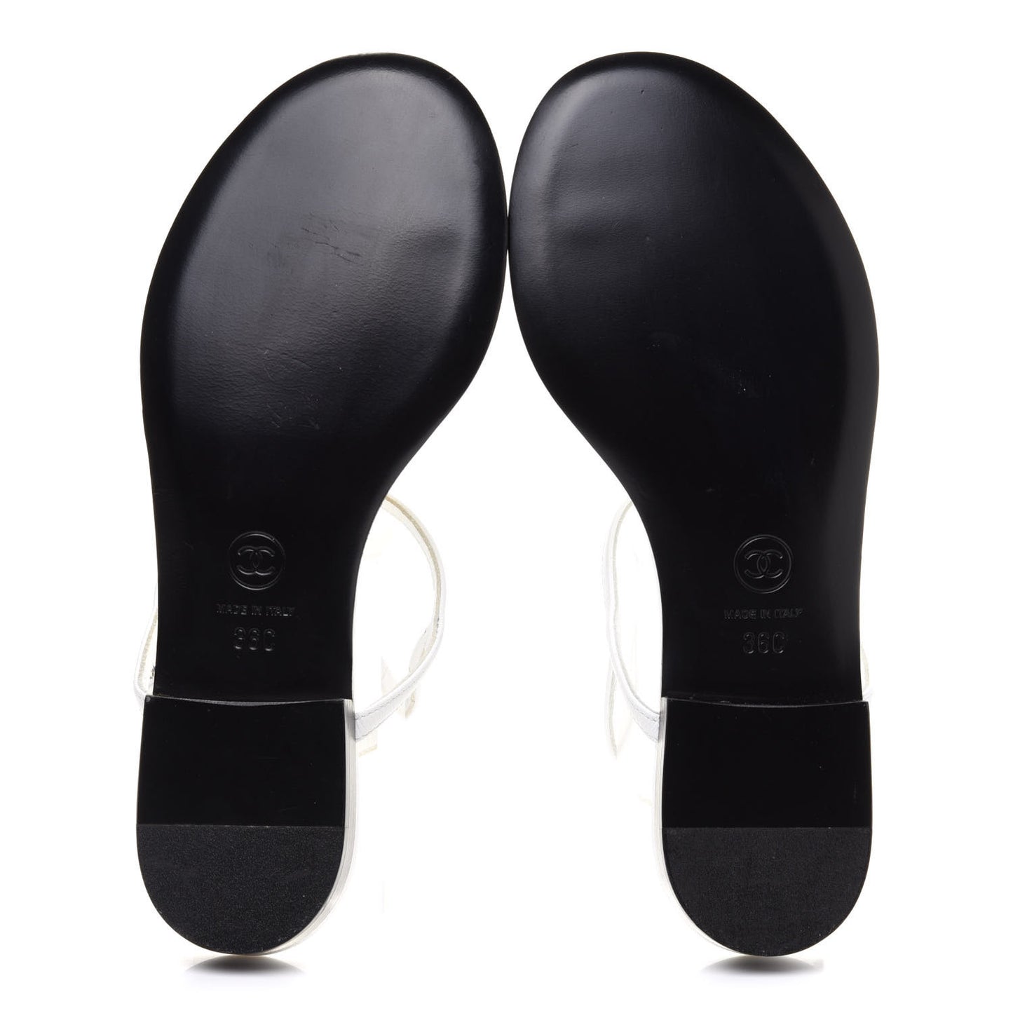 Lambskin CC Thong Sandals 36 White