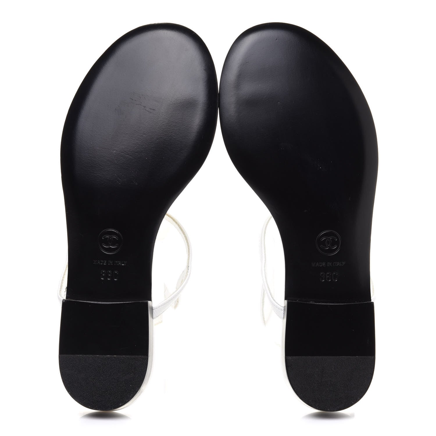 Chanel Lambskin CC Thong Sandals 36 White 5 of 9