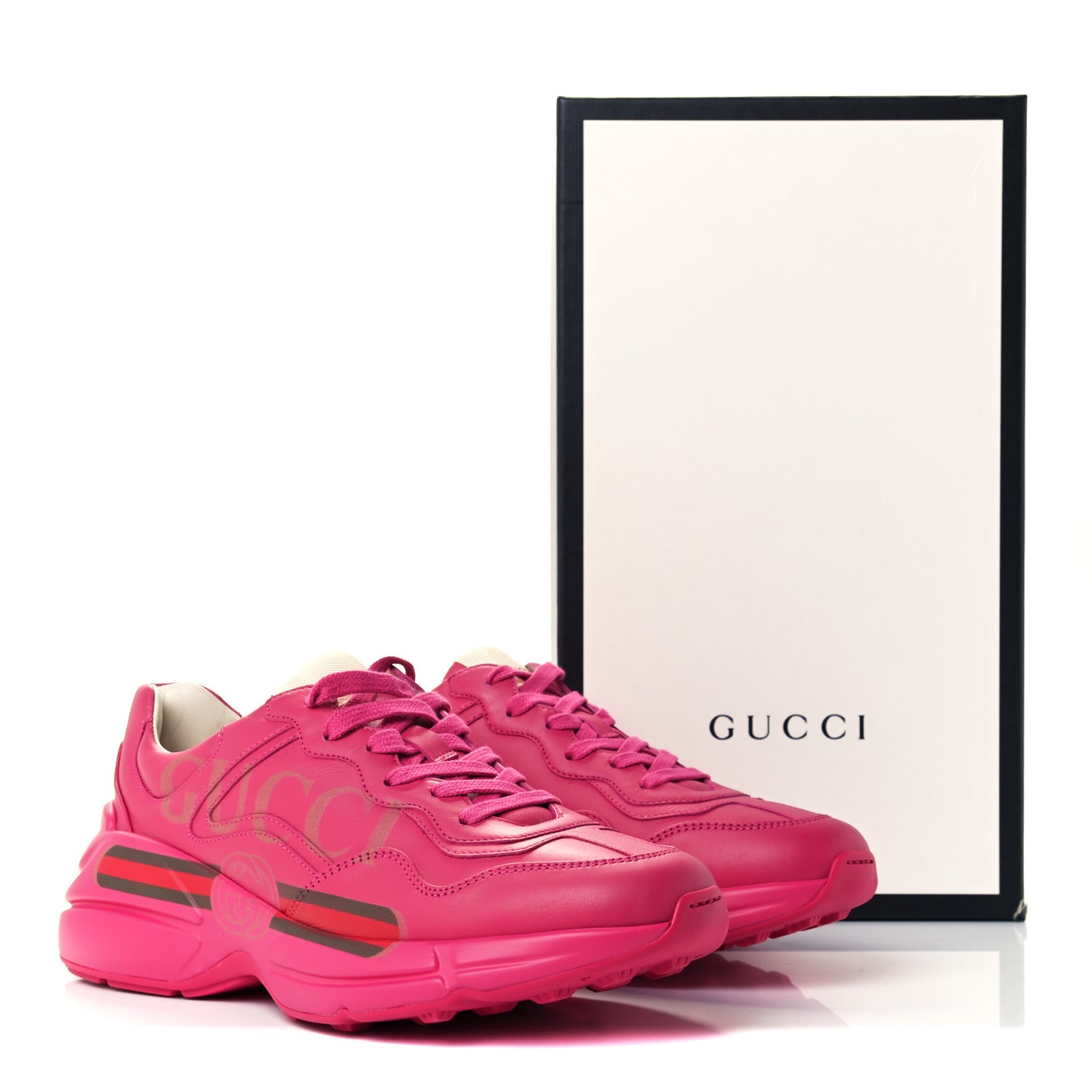Calfskin Logo Womens Rhyton Sneakers 40 Box Pink