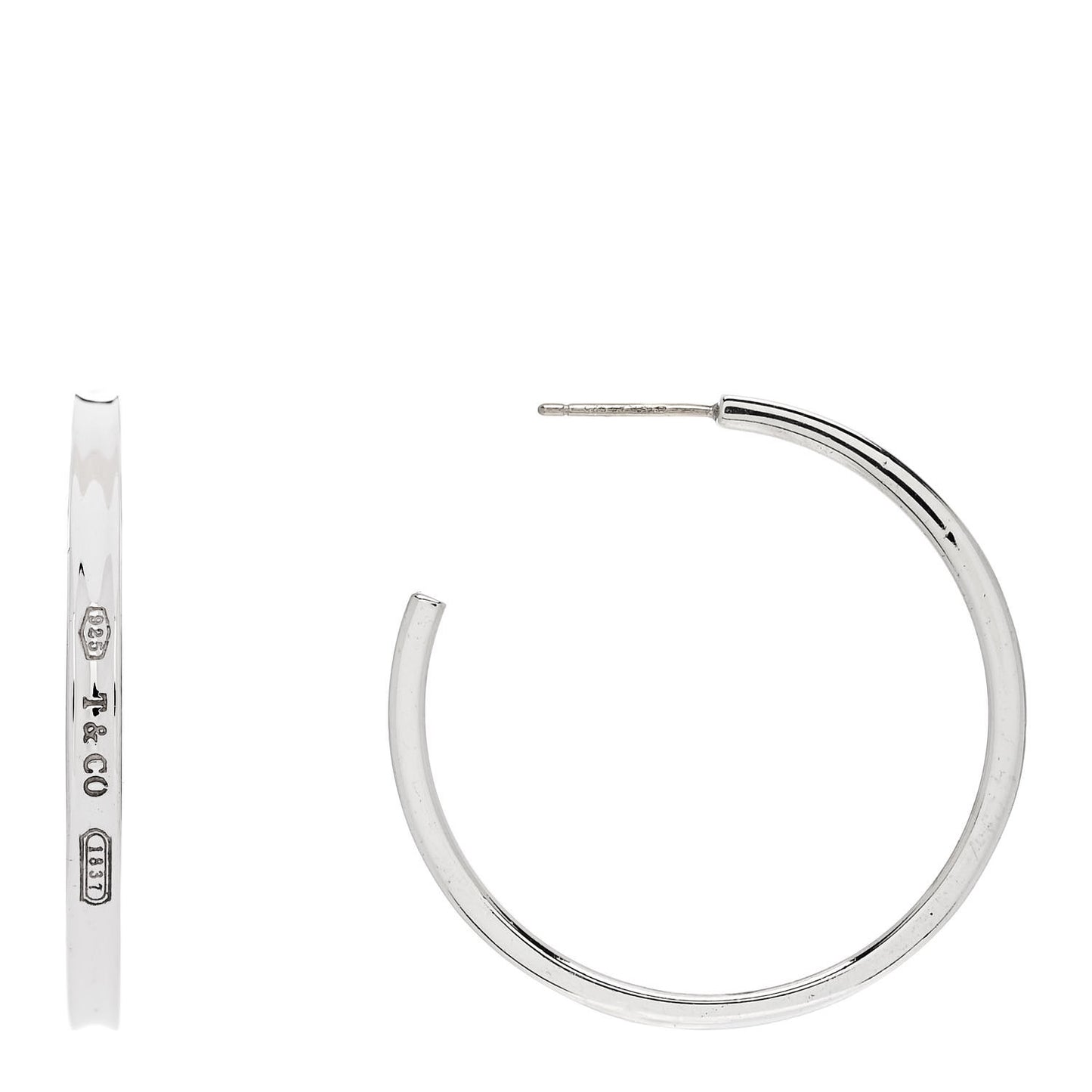 Sterling Silver Medium Narrow 1837 Hoop Earrings
