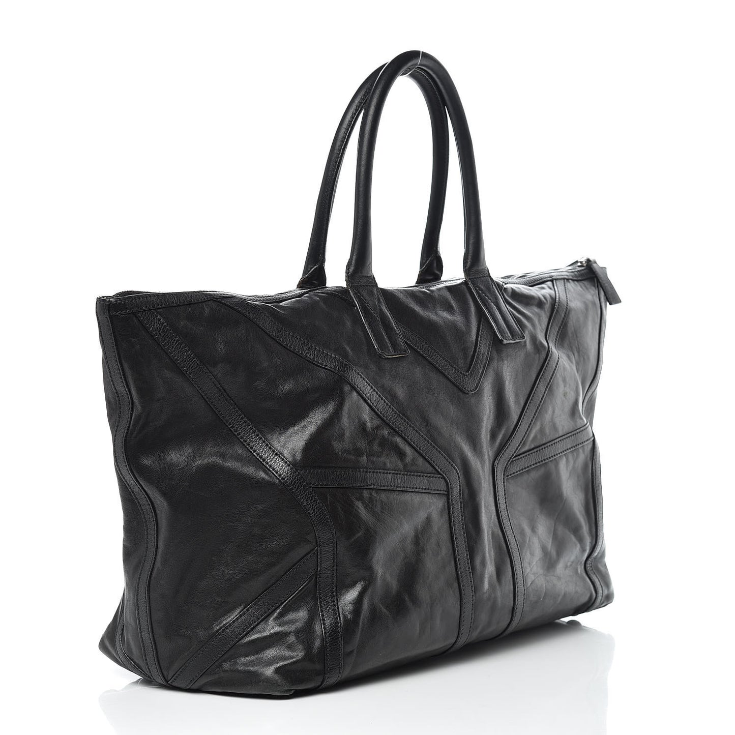 Calfskin Sac Hamptons Weekender Bag Black