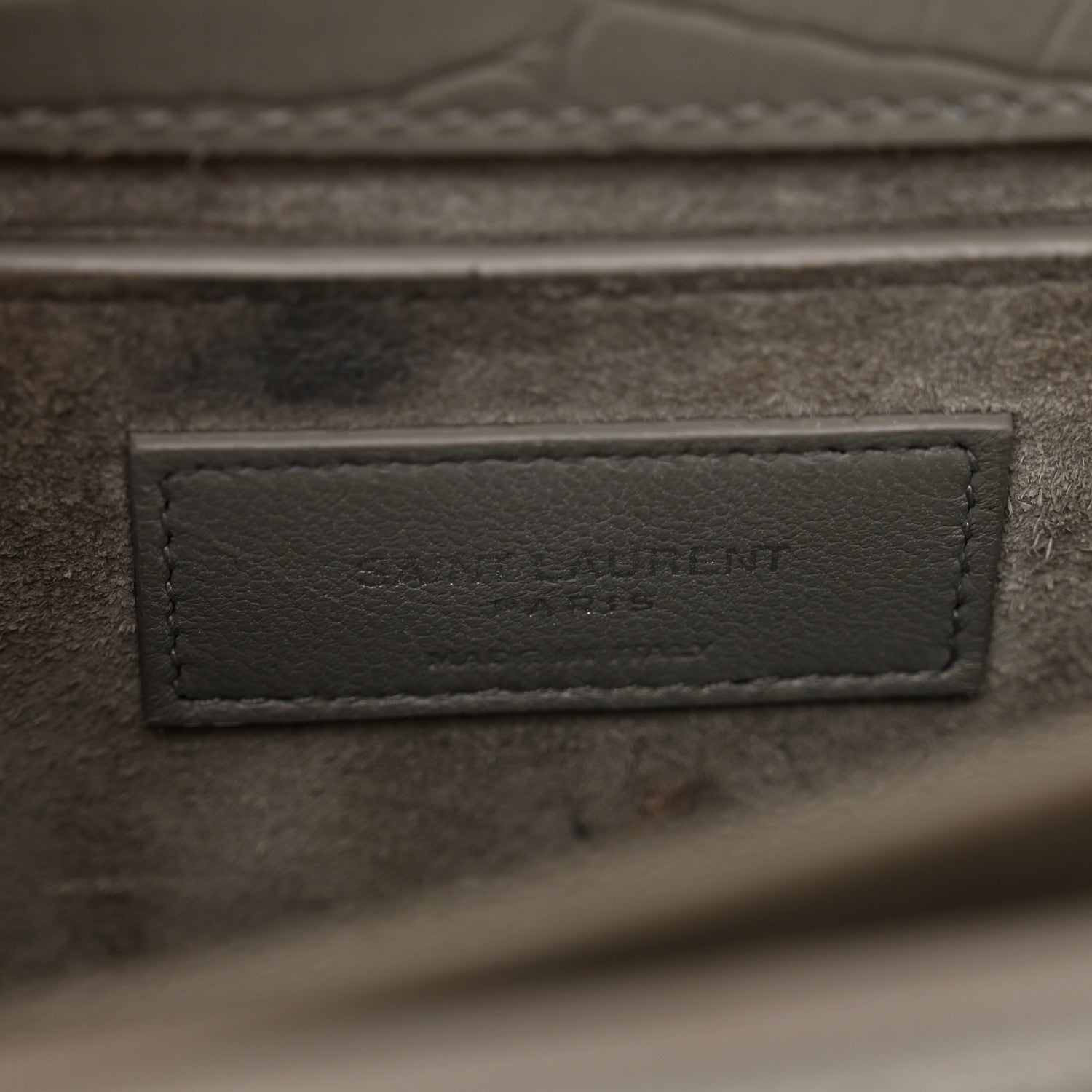 Saint Laurent Calfskin Crocodile Embossed Medium Monogram Sunset Fog 7 of 12
